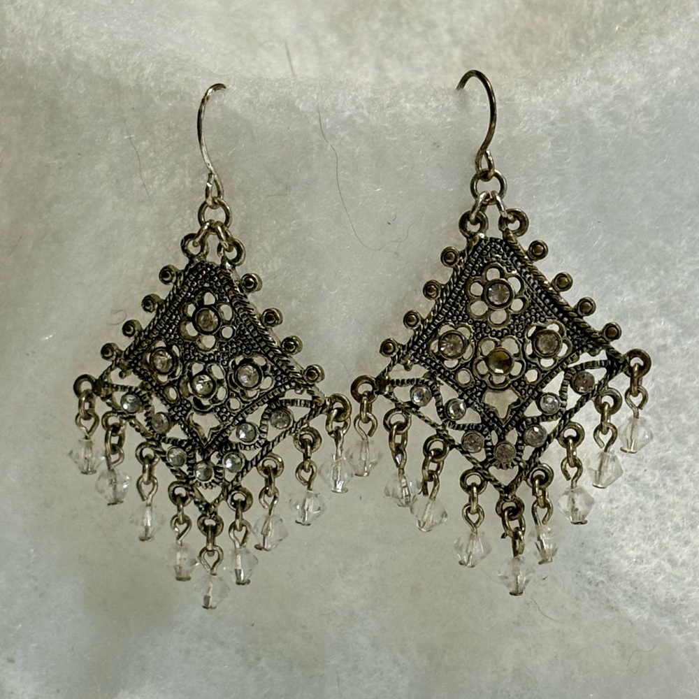 Vintage Chandelier Beaded Earrings Art Deco EUC - Picture 8 of 11